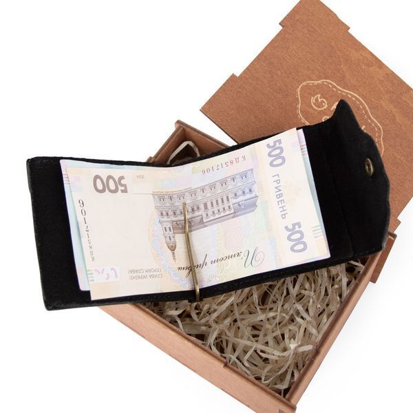 Подарунковий чоловічий набір №112 (затискач для купюр,ключниця та брелок) чорний в коробці 2904485881 фото