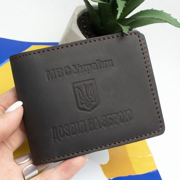 Обкладинка на дозвіл на зброю шкіряна коричнева 1853868831 фото