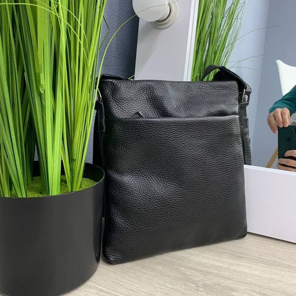 Сумка чоловіча шкіряна Handycover S105 чорна з 2 кишенями 1706522478 фото