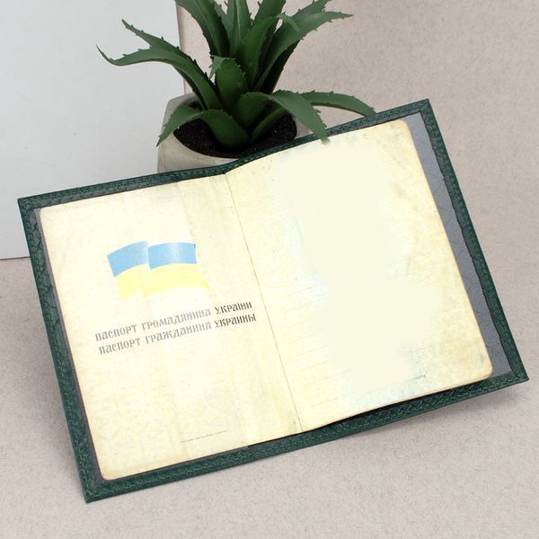 Обкладинка на паспорт шкіряна 07115 зелений пітон 2113314629 фото