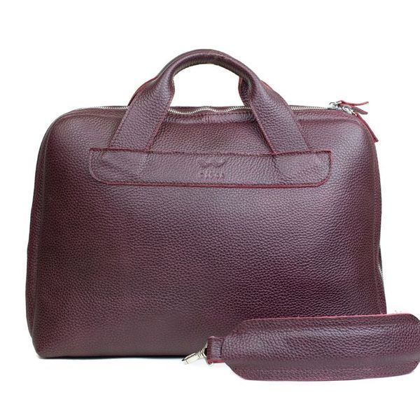 Шкіряна ділова сумка Attache Briefcase бордовий флотар 30002594 фото
