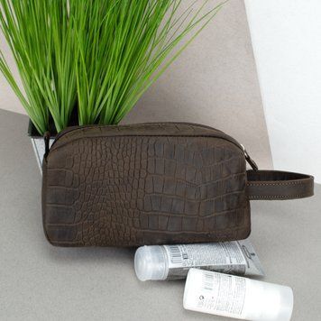 Косметичка чоловіча шкіряна HandyCover HC0029 коричнева з ручкою 2362793526 фото