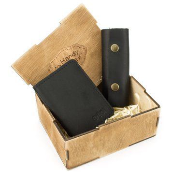 Подарунковий набір чоловічий в коробці Handycover №43 (чорний) ключниця, обкладинка ID паспорт 1272140680 фото