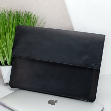 Чохол для MacBook Air 13" шкіряний на магнітах (папка-конверт А4) Handycover 801 чорний крейзі 2251310067 фото