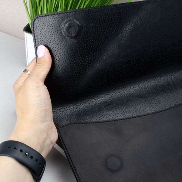 Чохол для MacBook Air 13" шкіряний на магнітах (папка-конверт А4) Handycover 801 чорний крейзі 2251310067 фото