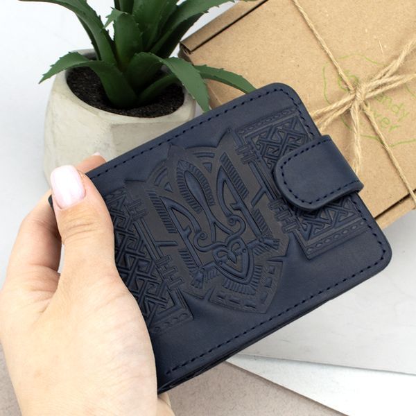 Гаманець чоловічий шкіряний Handycover HC0041 синій з гербом України 2049731744 фото