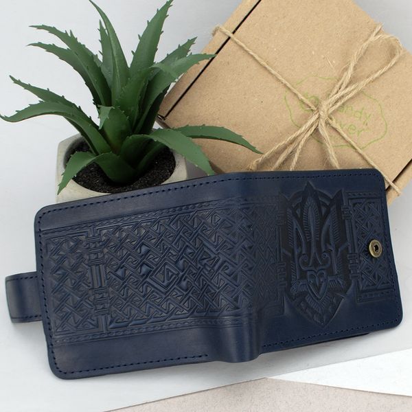 Гаманець чоловічий шкіряний Handycover HC0041 синій з гербом України 2049731744 фото