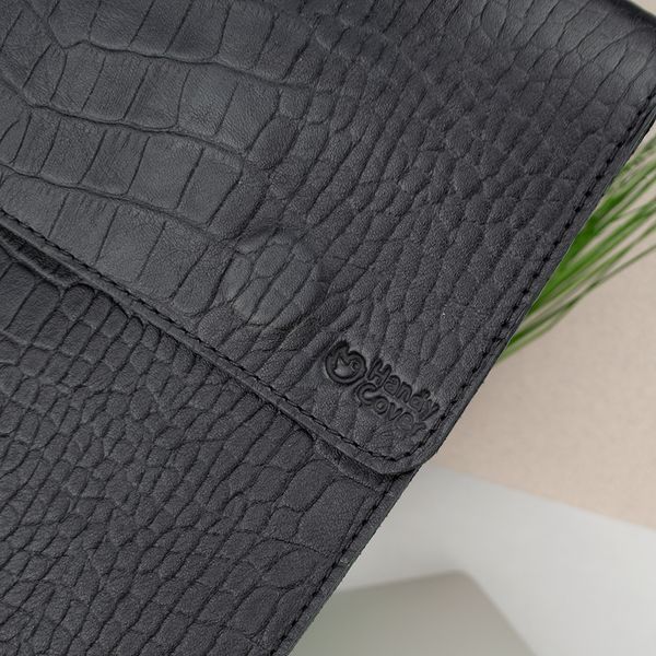 Чохол для MacBook Air 13" шкіряний на магнітах (папка-конверт А4) Handycover 801 чорний крокодил 2251315314 фото