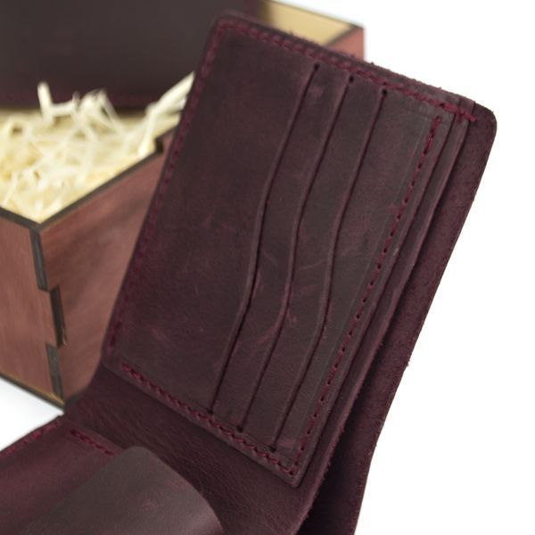 Подарунковий набір жіночий Handycover №47 (бордовий) гаманець і обкладинка на паспорт в коробці 1414660197 фото