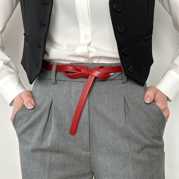 Ремінь-вузол шкіряний червоний жіночий HC-1502 (115-120 см) 2298263099 фото