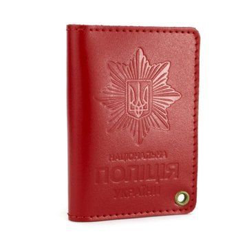 Обкладинка на посвідчення Національної поліції України шкіряна червона 1254894155 фото