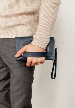 Шкіряний&nbsp;чоловічий&nbsp;клатч-барсетка&nbsp;3.0&nbsp;синій&nbsp;краст 30003015 фото