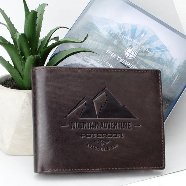 Портмоне чоловіче шкіряне Peterson N992-BE-MOUN темно-коричневе Mountain Adventure 2038109058 фото