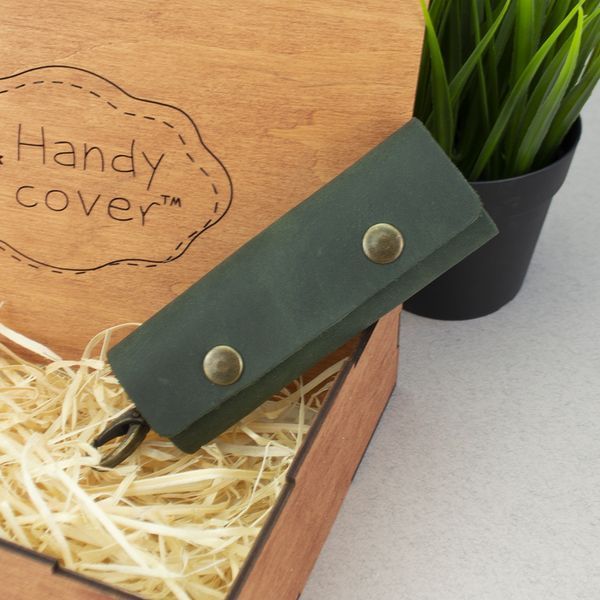 Ключниця шкіряна з карабіном HandyCover HC0055 зелена 1240188239 фото