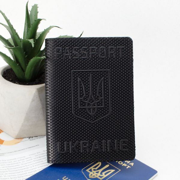 Подарунковий набір №35: обкладинка на паспорт "Герб" + обкладинка на паспорт "Карта" (чорний) 1016450977 фото