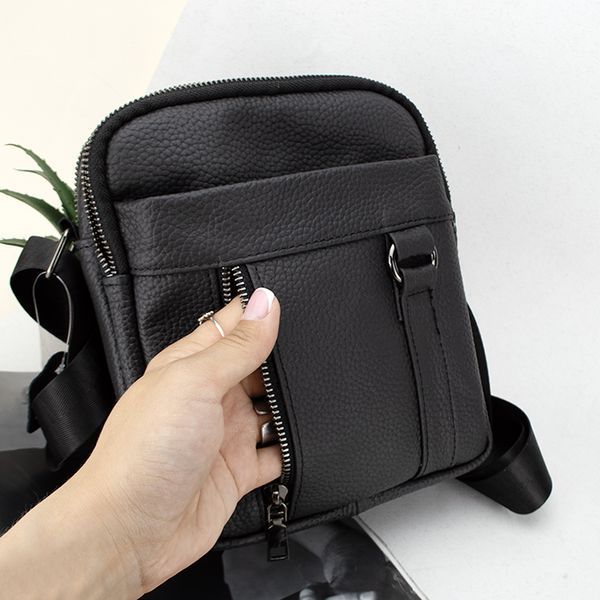 Сумка чоловіча шкіряна чорна Borsa Leather 1169a через плече 1903210282 фото