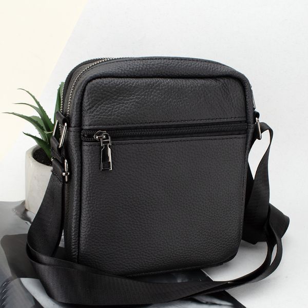 Сумка чоловіча шкіряна чорна Borsa Leather 1169a через плече 1903210282 фото