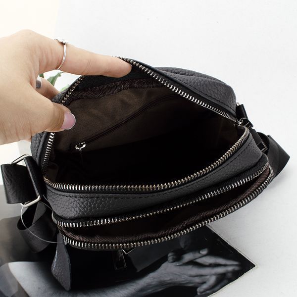 Сумка чоловіча шкіряна чорна Borsa Leather 1169a через плече 1903210282 фото