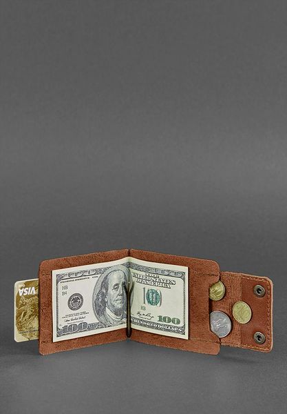 Чоловіче шкіряне портмоне світло-коричневе 10.0 затиск для грошей 30001989 фото