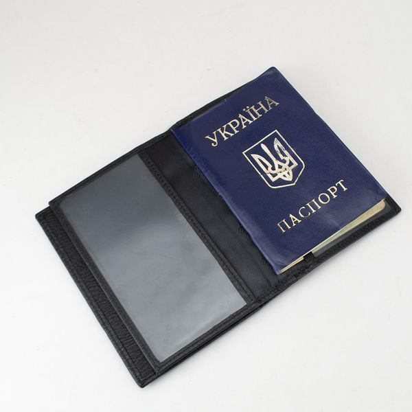Обкладинка для паспорта та карток De Esse LC-47043-1 шкіряна чорна 2 в 1 2308604311 фото