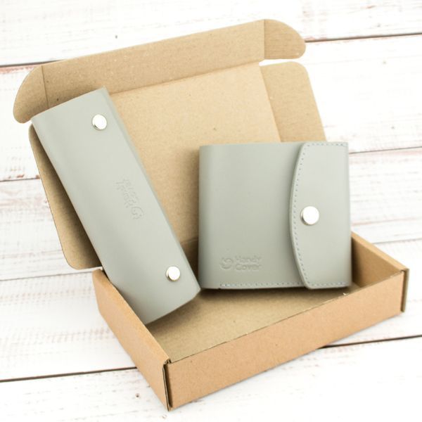 Подарунковий набір жіночий Handycover №48 (сірий) гаманець і ключниця 1363240703 фото