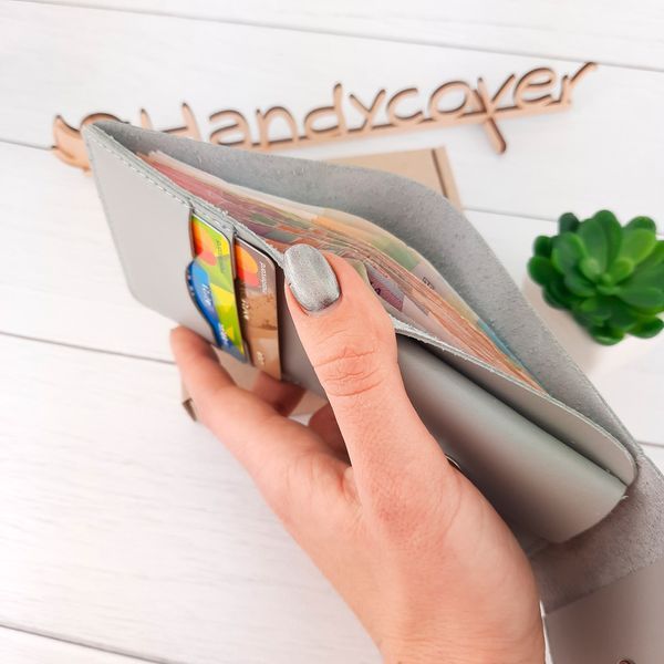 Подарунковий набір жіночий Handycover №48 (сірий) гаманець і ключниця 1363240703 фото