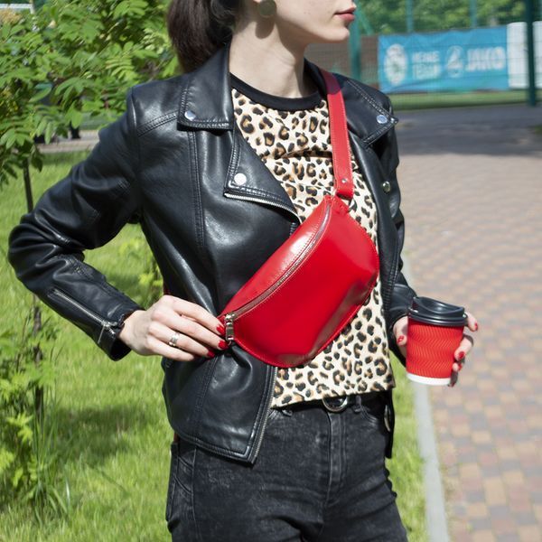 Сумка на пояс (бананка) шкіряна жіноча Mila 905 червона 1370789593 фото