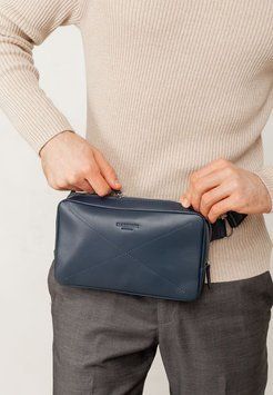 Шкіряна поясна сумка Dropbag Maxi темно-синя 30002057 фото